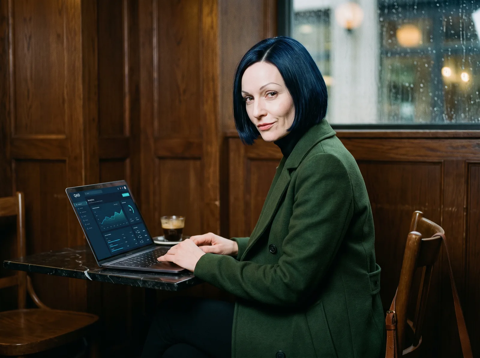 An engineer from Nightgate working in a coffee shop